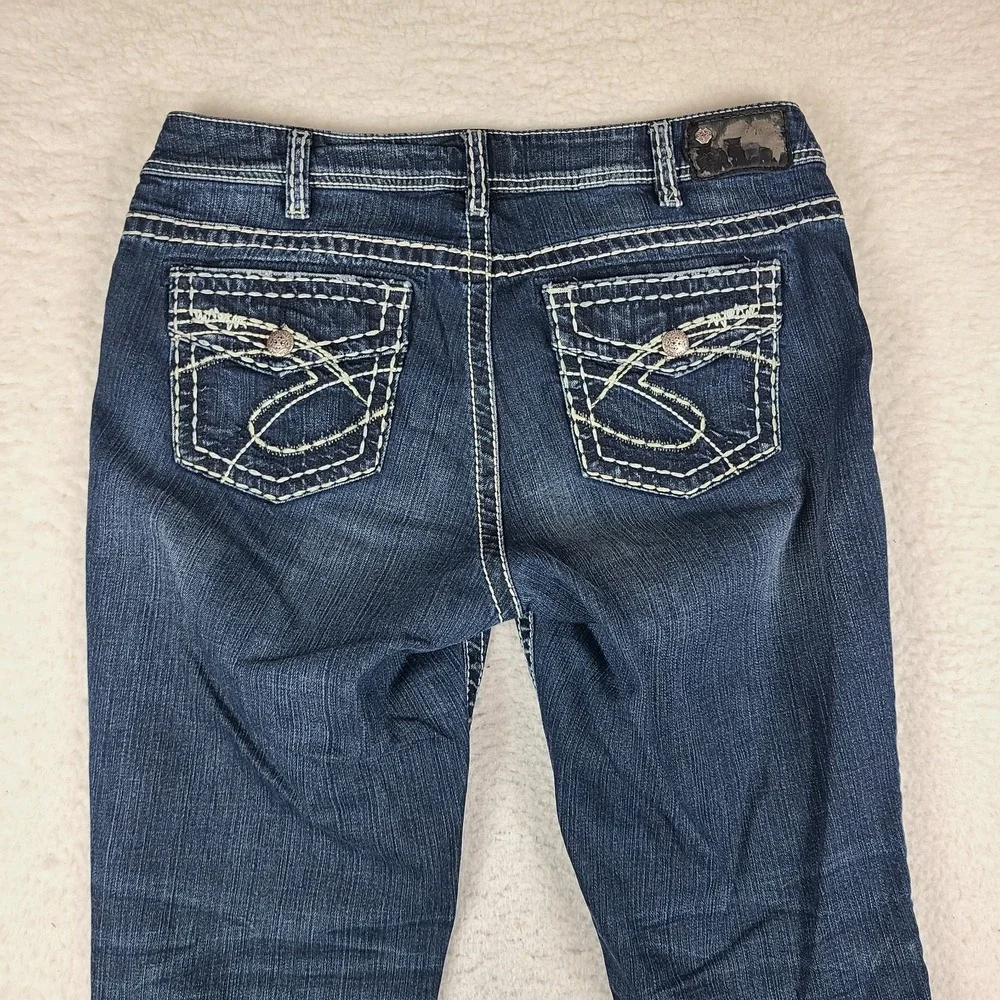 Silver Jeans Womens 16x32 Blue Suki Mid Straight Classic Stretch Dark Wash Denim
